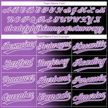 Load image into Gallery viewer, Custom Black Purple Medium Purple-White Gradient Horizontal Stripe Two-Button Unisex Softball Jersey
