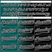 Laden Sie das Bild in den Galerie-Viewer, Custom Black Midnight Green-White Gradient Horizontal Stripe Two-Button Unisex Softball Jersey
