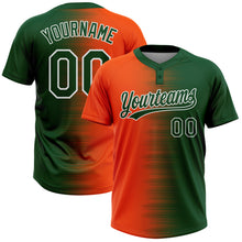 Laden Sie das Bild in den Galerie-Viewer, Custom Green Orange-White Gradient Horizontal Stripe Two-Button Unisex Softball Jersey
