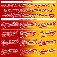 Загрузить изображение в средство просмотра галереи, Custom Gold Red-White Gradient Horizontal Stripe Two-Button Unisex Softball Jersey
