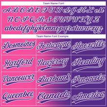 Laden Sie das Bild in den Galerie-Viewer, Custom Pink Purple-White Gradient Horizontal Stripe Two-Button Unisex Softball Jersey
