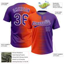 Load image into Gallery viewer, Custom Orange Purple-White Gradient Horizontal Stripe Two-Button Unisex Softball Jersey
