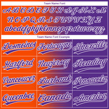 Load image into Gallery viewer, Custom Orange Purple-White Gradient Horizontal Stripe Two-Button Unisex Softball Jersey
