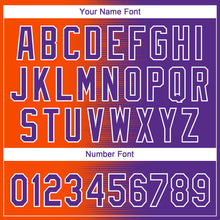 Load image into Gallery viewer, Custom Orange Purple-White Gradient Horizontal Stripe Two-Button Unisex Softball Jersey
