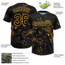 Laden Sie das Bild in den Galerie-Viewer, Custom Black Gold-Royal Abstract Shattered Paint Splatter Two-Button Unisex Softball Jersey
