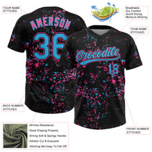 Load image into Gallery viewer, Custom Black Sky Blue Pink-Light Blue Abstract Shattered Paint Splatter Two-Button Unisex Softball Jersey
