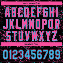 Load image into Gallery viewer, Custom Black Sky Blue Pink-Light Blue Abstract Shattered Paint Splatter Two-Button Unisex Softball Jersey
