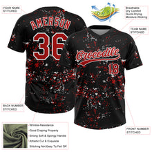 Load image into Gallery viewer, Custom Black Red-White Abstract Shattered Paint Splatter Two-Button Unisex Softball Jersey
