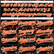 Load image into Gallery viewer, Custom Black Orange-White Abstract Shattered Paint Splatter Two-Button Unisex Softball Jersey
