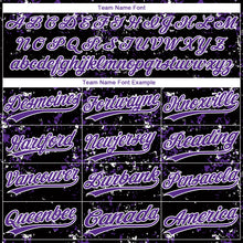 Laden Sie das Bild in den Galerie-Viewer, Custom Black Purple-White Abstract Shattered Paint Splatter Two-Button Unisex Softball Jersey
