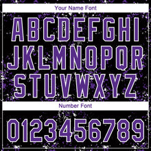 Laden Sie das Bild in den Galerie-Viewer, Custom Black Purple-White Abstract Shattered Paint Splatter Two-Button Unisex Softball Jersey
