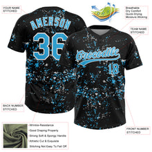 Laden Sie das Bild in den Galerie-Viewer, Custom Black Sky Blue-White Abstract Shattered Paint Splatter Two-Button Unisex Softball Jersey
