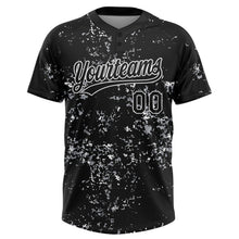 Load image into Gallery viewer, Custom Black White-Light Gray Abstract Shattered Paint Splatter Two-Button Unisex Softball Jersey
