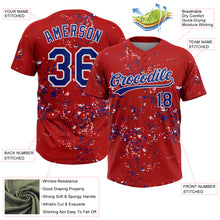 Загрузить изображение в средство просмотра галереи, Custom Red Royal-White Abstract Shattered Paint Splatter Two-Button Unisex Softball Jersey
