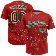 Laden Sie das Bild in den Galerie-Viewer, Custom Red Green-White Abstract Shattered Paint Splatter Two-Button Unisex Softball Jersey
