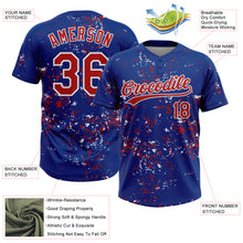 Charger l'image dans la galerie, Custom Royal Red-White Abstract Shattered Paint Splatter Two-Button Unisex Softball Jersey
