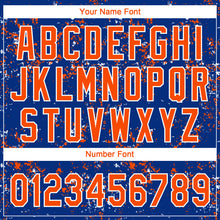 Laden Sie das Bild in den Galerie-Viewer, Custom Royal Orange-White Abstract Shattered Paint Splatter Two-Button Unisex Softball Jersey
