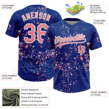 Загрузить изображение в средство просмотра галереи, Custom Royal Medium Pink-White Abstract Shattered Paint Splatter Two-Button Unisex Softball Jersey
