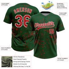 Laden Sie das Bild in den Galerie-Viewer, Custom Green Red Kelly Green-White Abstract Shattered Paint Splatter Two-Button Unisex Softball Jersey
