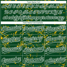 Загрузить изображение в средство просмотра галереи, Custom Green Kelly Green Gold-White Abstract Shattered Paint Splatter Two-Button Unisex Softball Jersey
