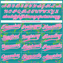 Laden Sie das Bild in den Galerie-Viewer, Custom Teal Pink Neon Green-White Abstract Shattered Paint Splatter Two-Button Unisex Softball Jersey
