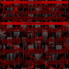 Load image into Gallery viewer, Custom Black Red-Gray Raglan Sleeves Neon Lightning Crackle Two-Button Unisex Softball Jersey

