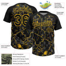 Load image into Gallery viewer, Custom Black Yellow-Gray Raglan Sleeves Neon Lightning Crackle Two-Button Unisex Softball Jersey

