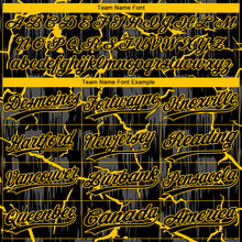 Load image into Gallery viewer, Custom Black Yellow-Gray Raglan Sleeves Neon Lightning Crackle Two-Button Unisex Softball Jersey
