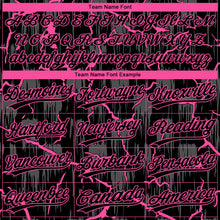 Charger l'image dans la galerie, Custom Black Pink-Gray Raglan Sleeves Neon Lightning Crackle Two-Button Unisex Softball Jersey
