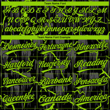 Загрузить изображение в средство просмотра галереи, Custom Black Neon Green-Gray Raglan Sleeves Neon Lightning Crackle Two-Button Unisex Softball Jersey
