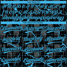 Charger l'image dans la galerie, Custom Black Sky Blue-Gray Raglan Sleeves Neon Lightning Crackle Two-Button Unisex Softball Jersey
