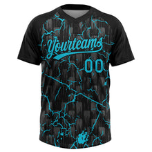 Charger l'image dans la galerie, Custom Black Lakes Blue-Gray Raglan Sleeves Neon Lightning Crackle Two-Button Unisex Softball Jersey
