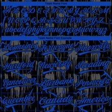 Charger l'image dans la galerie, Custom Black Thunder Blue-Gray Raglan Sleeves Neon Lightning Crackle Two-Button Unisex Softball Jersey
