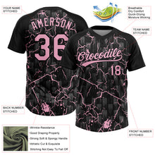 Загрузить изображение в средство просмотра галереи, Custom Black Light Pink-Gray Raglan Sleeves Neon Lightning Crackle Two-Button Unisex Softball Jersey
