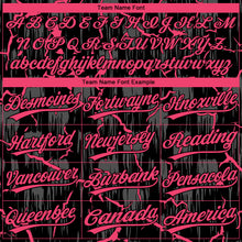 Загрузить изображение в средство просмотра галереи, Custom Black Neon Pink-Gray Raglan Sleeves Neon Lightning Crackle Two-Button Unisex Softball Jersey
