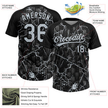 Загрузить изображение в средство просмотра галереи, Custom Black Silver Silver-Gray Raglan Sleeves Neon Lightning Crackle Two-Button Unisex Softball Jersey
