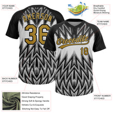 Charger l'image dans la galerie, Custom Black Old Gold-White Raglan Sleeves Abstract Geometric Chevron Zigzag Two-Button Unisex Softball Jersey
