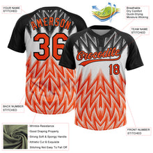 Charger l'image dans la galerie, Custom Black Orange-White Raglan Sleeves Abstract Geometric Chevron Zigzag Two-Button Unisex Softball Jersey
