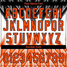 Charger l'image dans la galerie, Custom Black Orange-White Raglan Sleeves Abstract Geometric Chevron Zigzag Two-Button Unisex Softball Jersey
