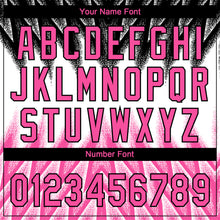 Charger l'image dans la galerie, Custom Black Pink-White Raglan Sleeves Abstract Geometric Chevron Zigzag Two-Button Unisex Softball Jersey
