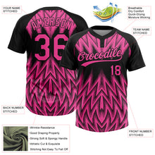 Charger l'image dans la galerie, Custom Black-Pink Raglan Sleeves Abstract Geometric Chevron Zigzag Two-Button Unisex Softball Jersey
