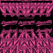Charger l'image dans la galerie, Custom Black-Pink Raglan Sleeves Abstract Geometric Chevron Zigzag Two-Button Unisex Softball Jersey
