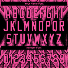 Charger l'image dans la galerie, Custom Black-Pink Raglan Sleeves Abstract Geometric Chevron Zigzag Two-Button Unisex Softball Jersey
