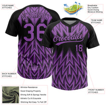 Charger l'image dans la galerie, Custom Black-Purple Raglan Sleeves Abstract Geometric Chevron Zigzag Two-Button Unisex Softball Jersey

