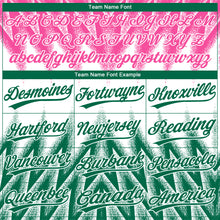 Загрузить изображение в средство просмотра галереи, Custom Pink Kelly Green-White Raglan Sleeves Abstract Geometric Chevron Zigzag Two-Button Unisex Softball Jersey
