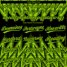 Загрузить изображение в средство просмотра галереи, Custom Black-Neon Green Raglan Sleeves Abstract Geometric Chevron Zigzag Two-Button Unisex Softball Jersey
