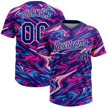 Загрузить изображение в средство просмотра галереи, Custom Dark Purple Deep Pink-White Marble Swirl Liquid Fluid 3D Pattern Two-Button Unisex Softball Jersey
