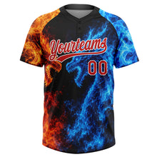 Load image into Gallery viewer, Custom Black Red Royal-White Ice And Fire Dragons 3D Pattern Two-Button Unisex Softball Jersey
