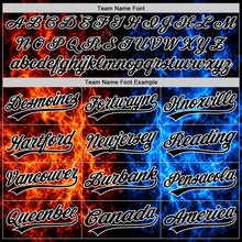 Load image into Gallery viewer, Custom Black Royal Red-White Fire Flame 3D Pattern Two-Button Unisex Softball Jersey
