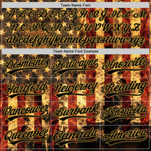 Laden Sie das Bild in den Galerie-Viewer, Custom Black-Old Gold American Flag Two-Button Unisex Softball Jersey
